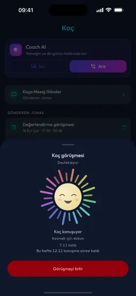 Devam eden bir Coach AI sesli görüşmesi
