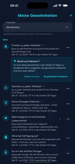 Gewohnheitenliste mit einer Gewohnheit, die bereit zum Abschließen ist